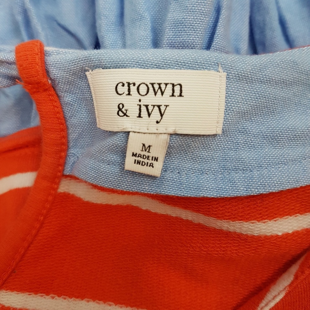 Crown & Ivy Orange Stripe Ruffle Long Sleeves Top - Picture 8 of 8